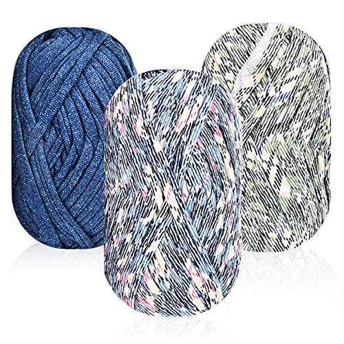 Isuperb 3 Pack Knitting Yarn Fabric Cloth T-Shirt Yarn Carpet Yarn For Diy Knitted Fabric Art Basket Bag (B) #TOP24
