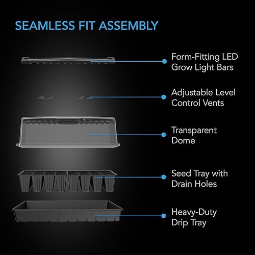 Miniatura 4 de AC Infinity Cúpula de humedad, kit de germinación con barras de luz LED de crecimiento, bandeja de goteo resistente, bandeja de plántulas de 5 x 8