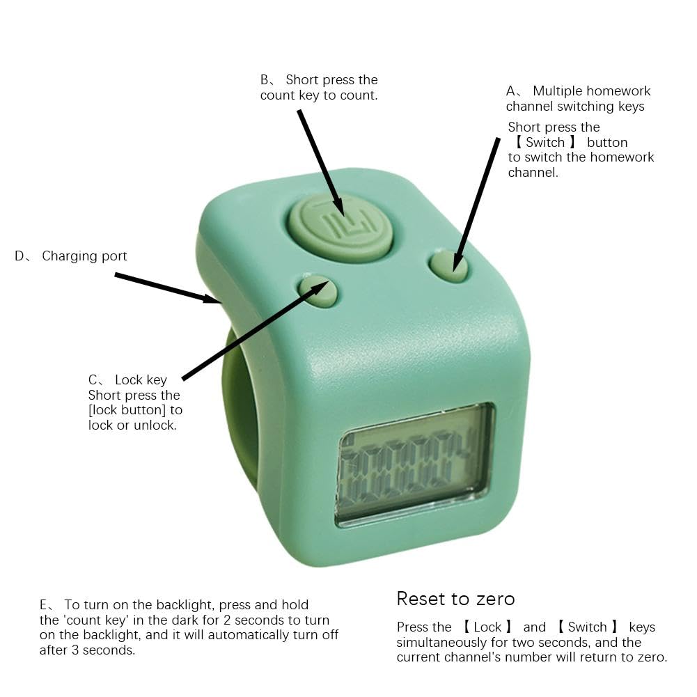Contapassi per nuoto, IP65, impermeabile, portatile, contatore a 6 cifre, contatore di conteggio numeri, contatore ricaricabile per dita con display a LED, per giri di nuoto, giri di boxe, HIIT