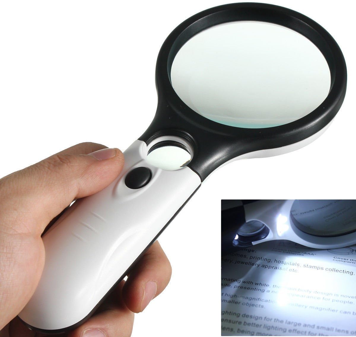 3 LED Light 45X Handheld Magnifier Reading Magnifying Glass Lens Jewelry Loupe