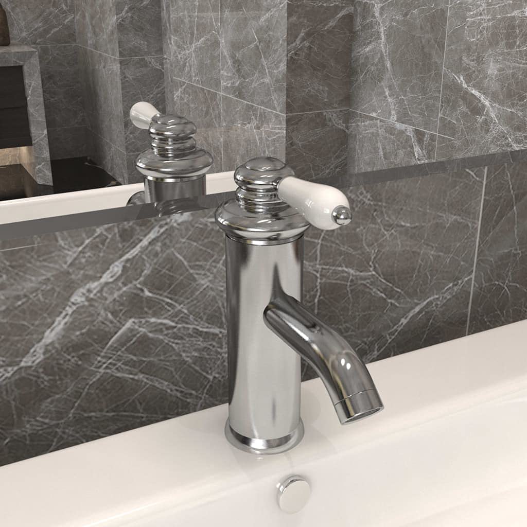 vidaXL Grifo para lavabo de baño plateado 130x180 mm