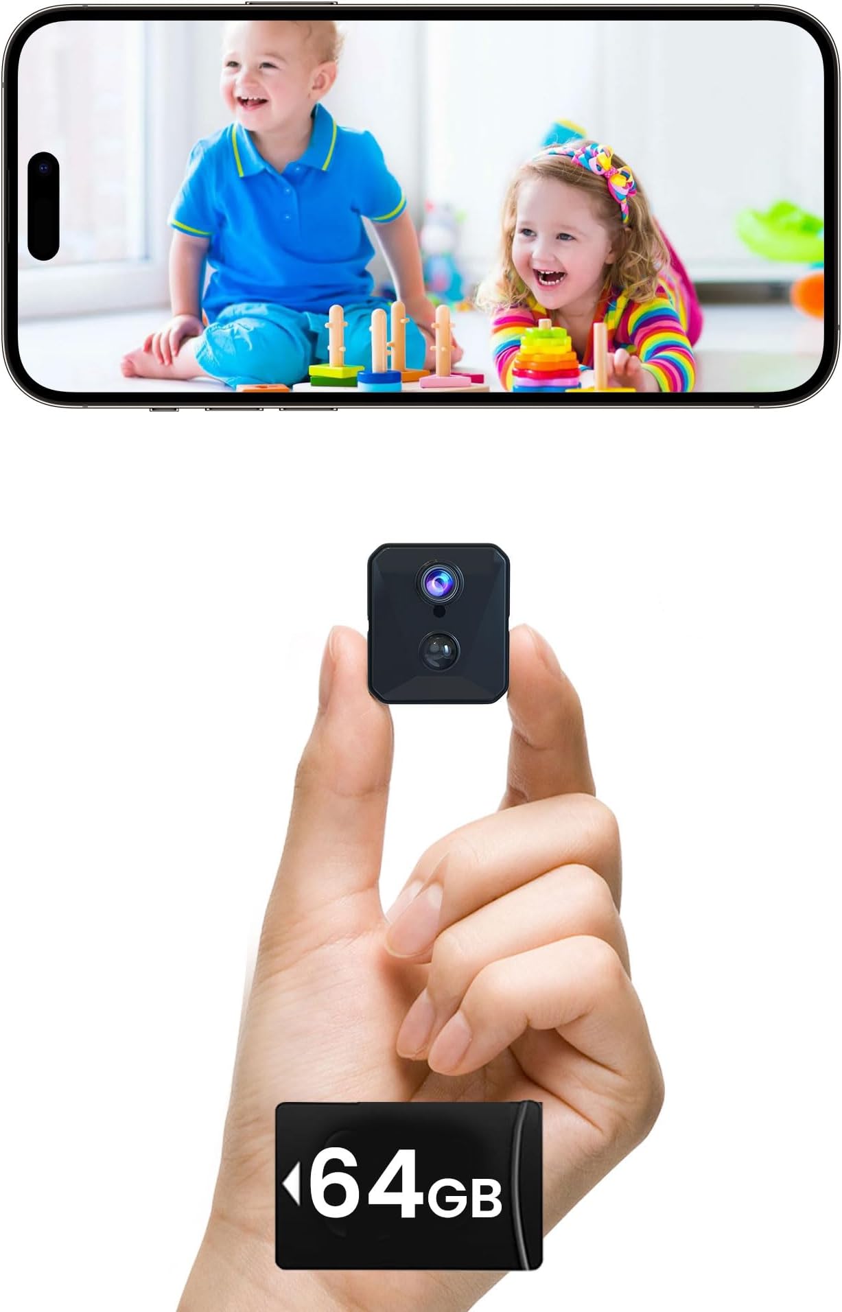 vebiliki 4K Spy Camera with SD Card, Hidden Camera Mini Wireless Security Cam with AI Motion Detection, Auto Night Vision, Cloud/Local Storage, 100-Day Standby Nanny Cam for Home Monitoring