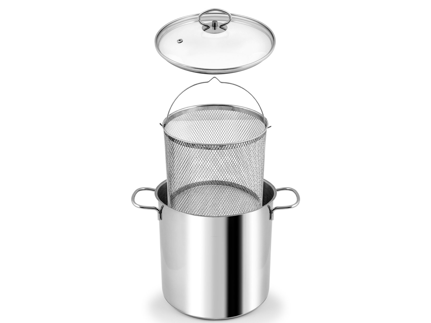 HOME Asparagera Couvercle en Acier Inoxydable Panier 20 Préparation des Aliments Ada