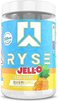 Ryse Loaded Pre Workout Powder - Jell-O Island Pineapple - Daily Pre-Workout for Men & Women with 325mg Caffeine و Beta Alanine و Citrulline for Pump و Focus و Energy - 30 Servings
