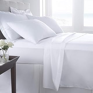 Huesland by Ahmedabad Cotton 144 TC Cotton King Size Bedsheet with 2 Pillow Covers - White(9ft x 9ft)