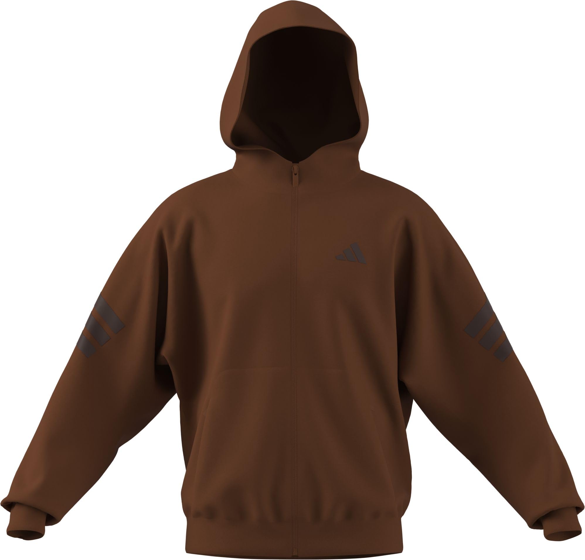 adidas Men's FUTURE ICONS THREE STRIPES FULL-ZIP HOODIE, Dusky Bronze, XXL
