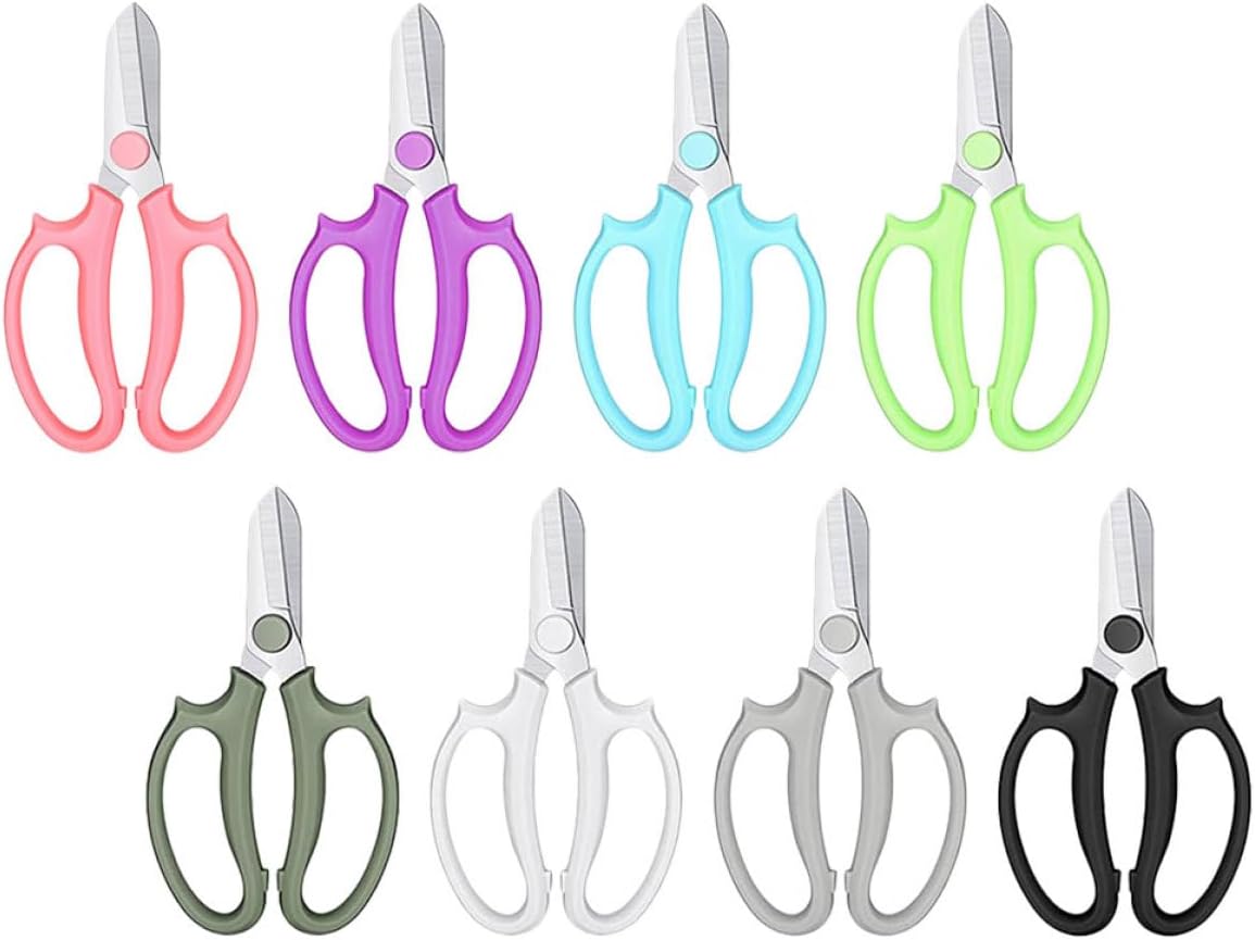 Veemoon 8pcs Multifunctional Garden Pruning Scissors Set with Handle for Flower Arranging, Fruit Picking, and Branch Trimming, Colorful Gardening Shears for Floral and Lawn Care