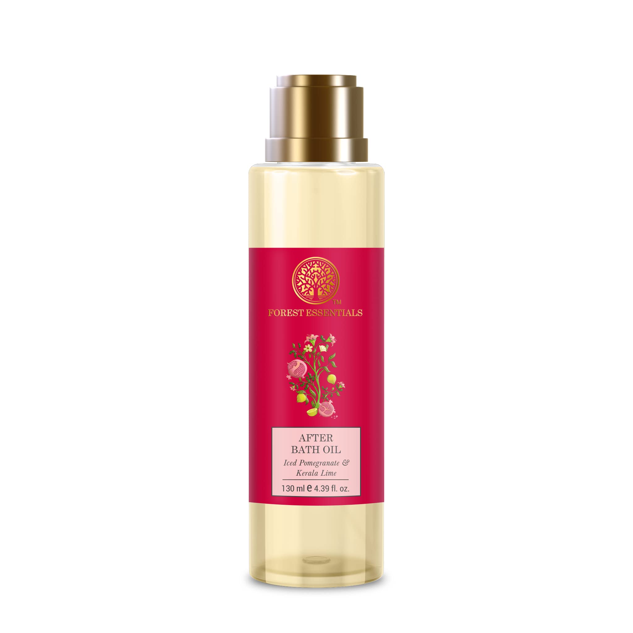 After Bath Oil Iced Pomegranate & Kerala Lime | Ayurvedic Moisturizing & Nourishing Shower Oil For Body | Purifying, Scented Bath Oil For Women & Men | 130 ml