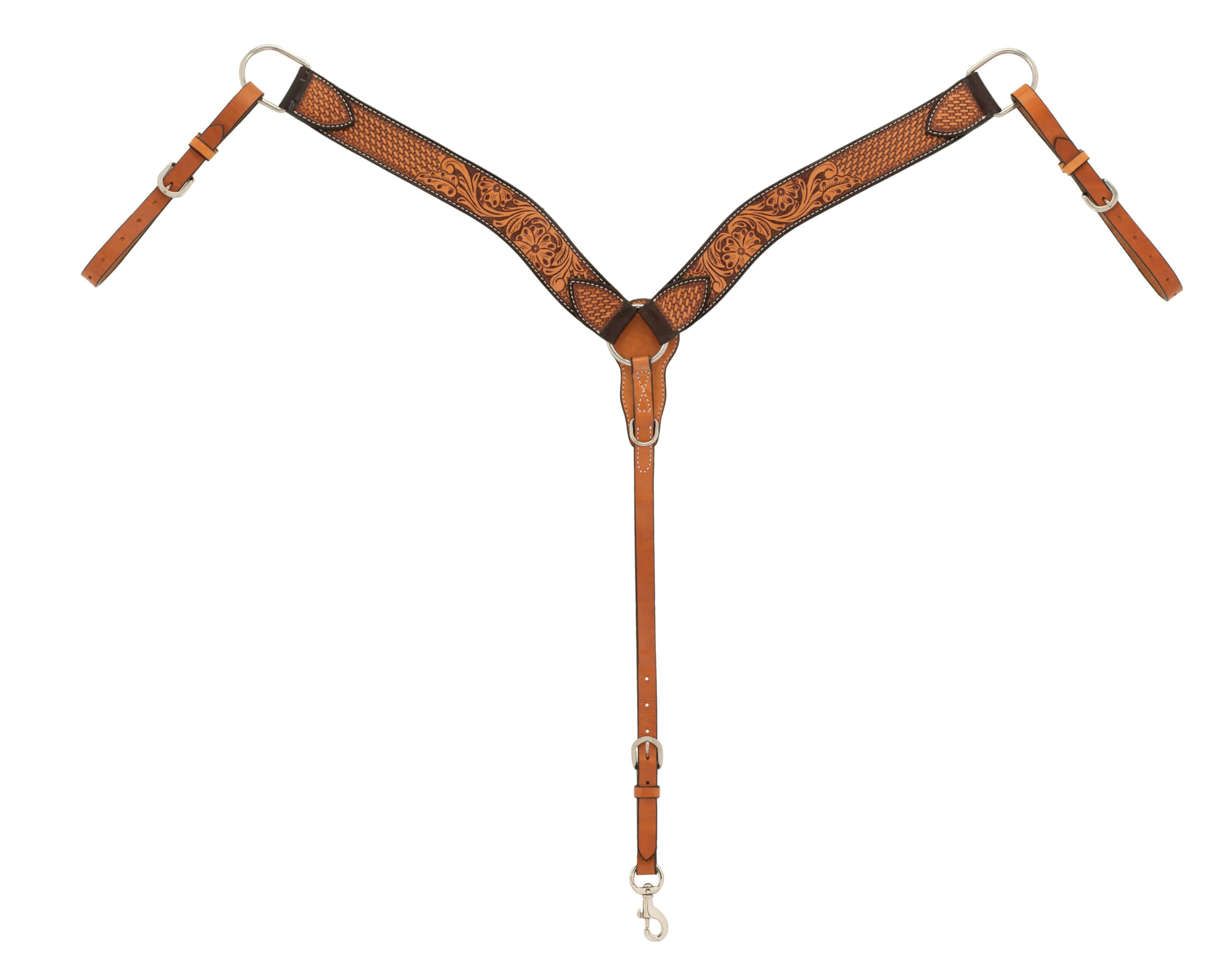 Weaver Leather Turquoise Cross Floral Tooled Contoured Breast Collar 45109-01-30