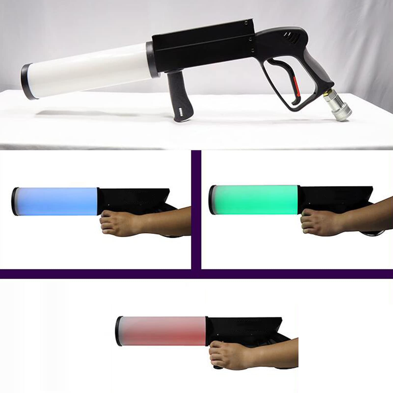 Pistola De Columna De Aire LED para Fiesta, Pistola De CO2 Criogénica De Mano, Efecto De Chorro De DJ En Club Nocturno, Colorido con Manguera De Gas, Pistola De Humo, Efecto De Escenario