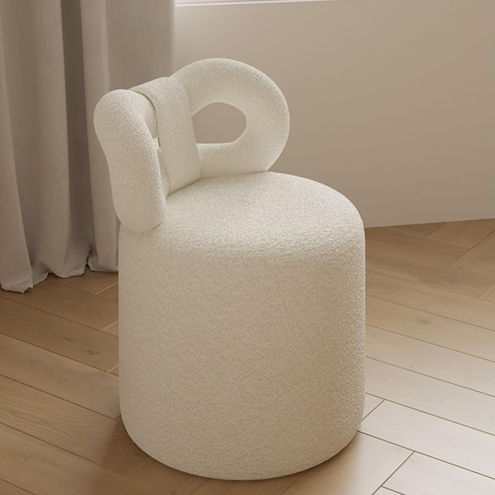 Armloser Make-up-Hocker, gepolstert, rund, Ottomane mit Rückenlehne für Schlafzimmer und Arbeitszimmer, schräge Fußstütze für Make-up-Raum (Farbe: C)
