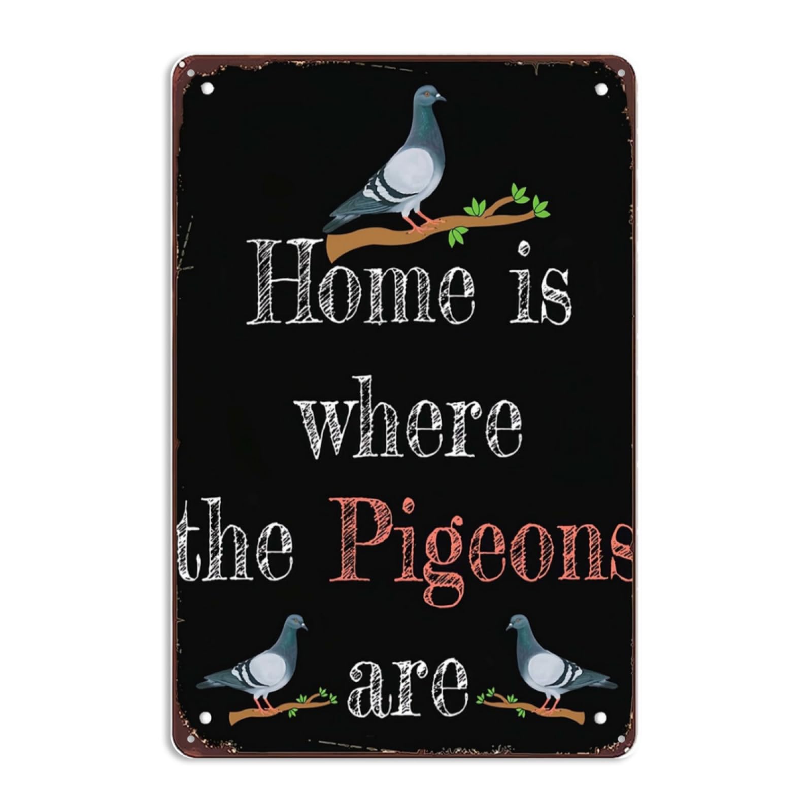 Cute Homing Pigeon Racing Coo Breed Grow Animals Tin Sign Bathroom Man Cave Bedroom Garden Home Office Kitchen Funny Wall Decor Gift 8x12 Inch