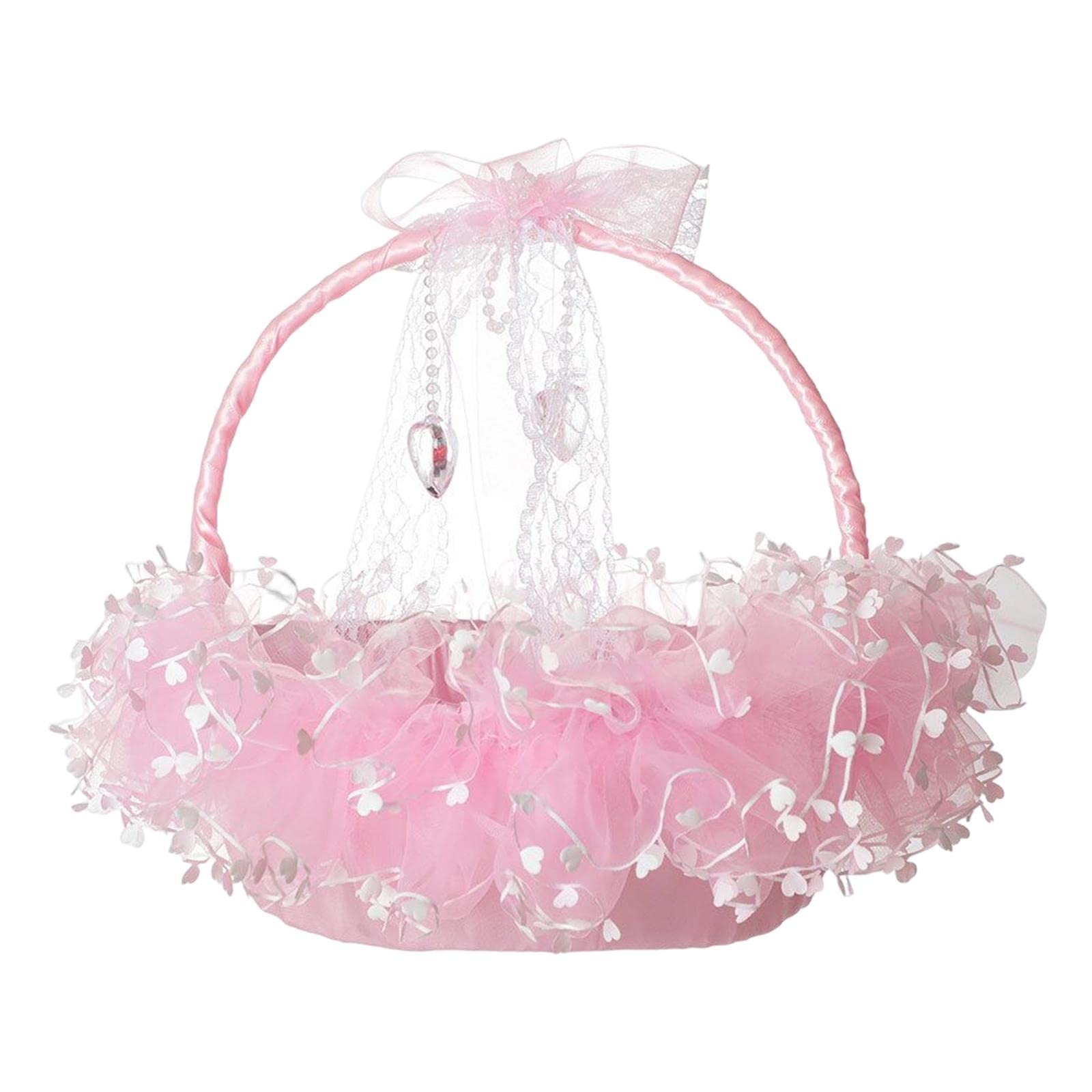 Enakshi® Flower Girl Basket Bowknot Flower Candy Baskets 8'' x 8'' Decor for Holiday Pink|Home & Garden | Wedding Supplies | Ring Pillows & Flower Baskets-image-27