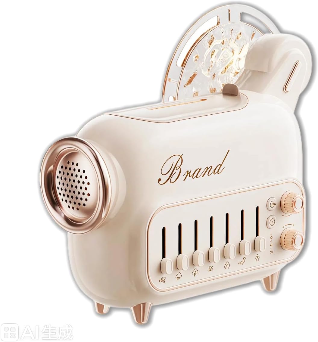 Aroma Essential Oil Diffuser with Cool Mist Humidifier,Speaker, 7 Color Changing LED Lights,White Noise Machine for Home, Office, Yoga, Bedroom (White - Slider)