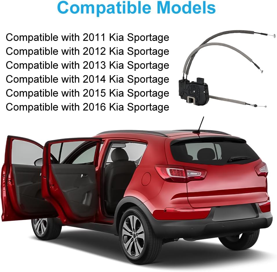 WMPHE Door Lock Actuator Front Right Passenger Side w/Latch Compatible with 2011-2016 Kia Sportage, Replacement for 81320-3W000 81320-3W010