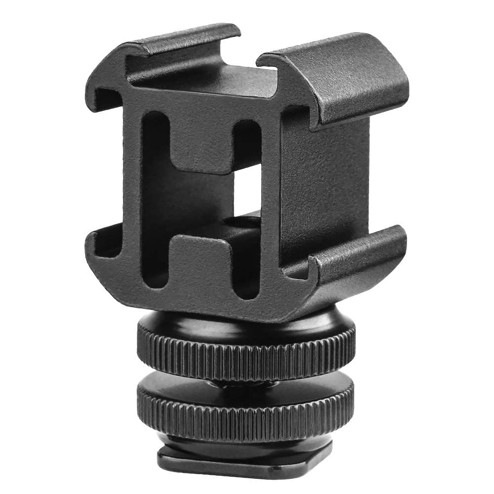 BKN Heavy-Duty Aluminium Triple Hot Shoe Mount, Adapter for Triple Shoe Bracket for Led Lights, Monitors, Microphones, Audio Recorder & Studio Flash, Flash Holder for Speedlite, LED Video Light holder-image-36