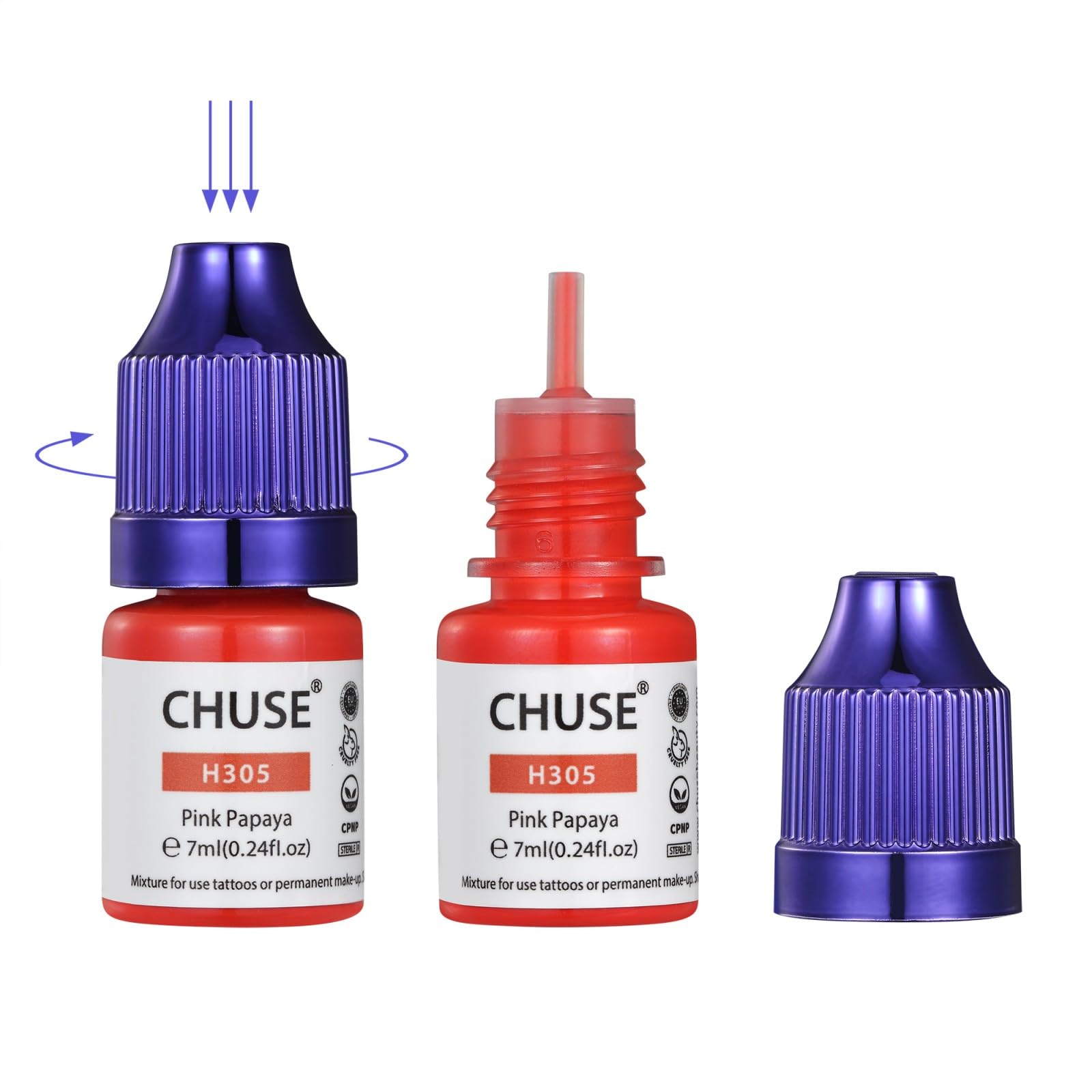 CHUSE PMU Hybrid Liquid Lips Pigments Shades 0.24oz/7ml (H305 Pink Papaya), 7 ml (Pack of 1) - Image 2