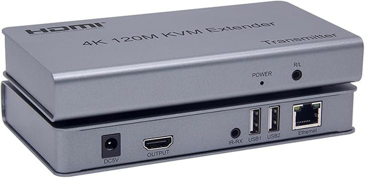 DAGIJIRD HD KVM USB Extender 4K@30HZ Over RJ45 Ethernet Cat5e/6, Up to 120M Keyboard & Mouse Ethernet Network