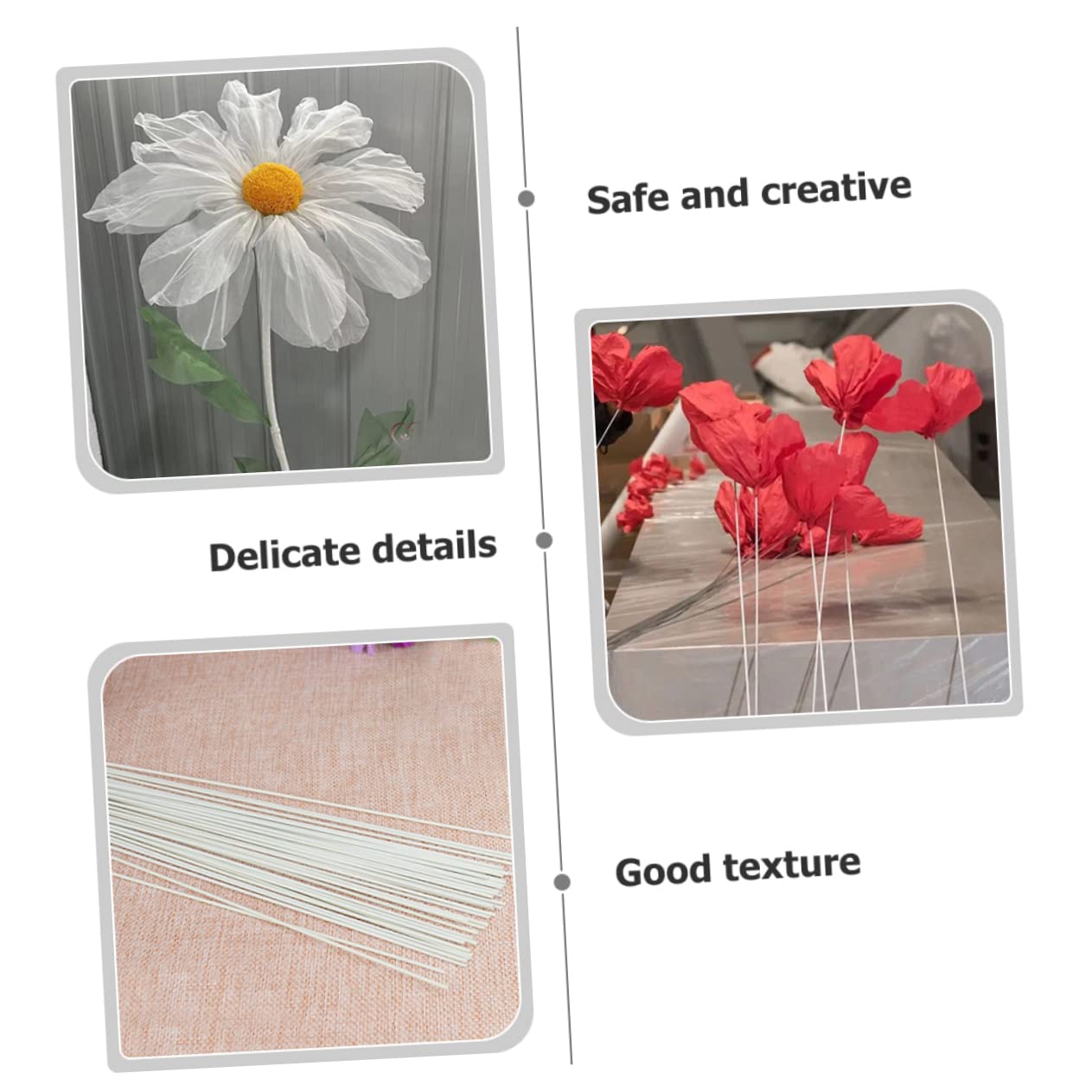 LIFKOME 100Pcs Iron Florist Wires for DIY Craft Projects White Wire Stems for Flower Arrangement and Bouquet Wrapping Handmade Wire Stems for Floral Decorations and Crafts