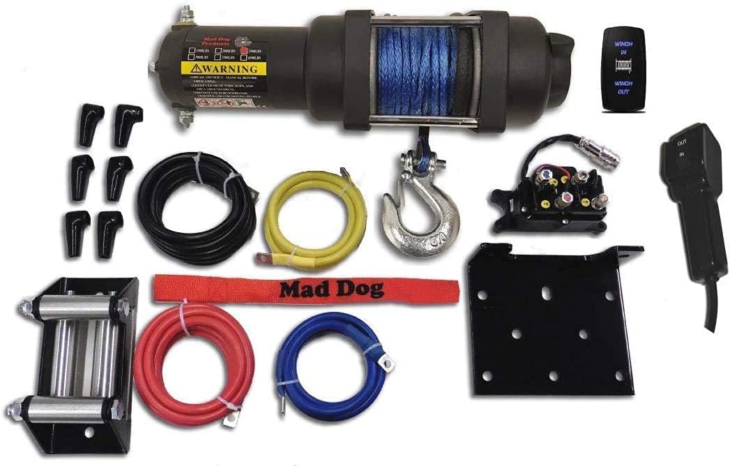 Mad Dog 4500 LB Winch & Mount Combo, Synthetic Rope, for Polaris Ranger 900 ('13-19)