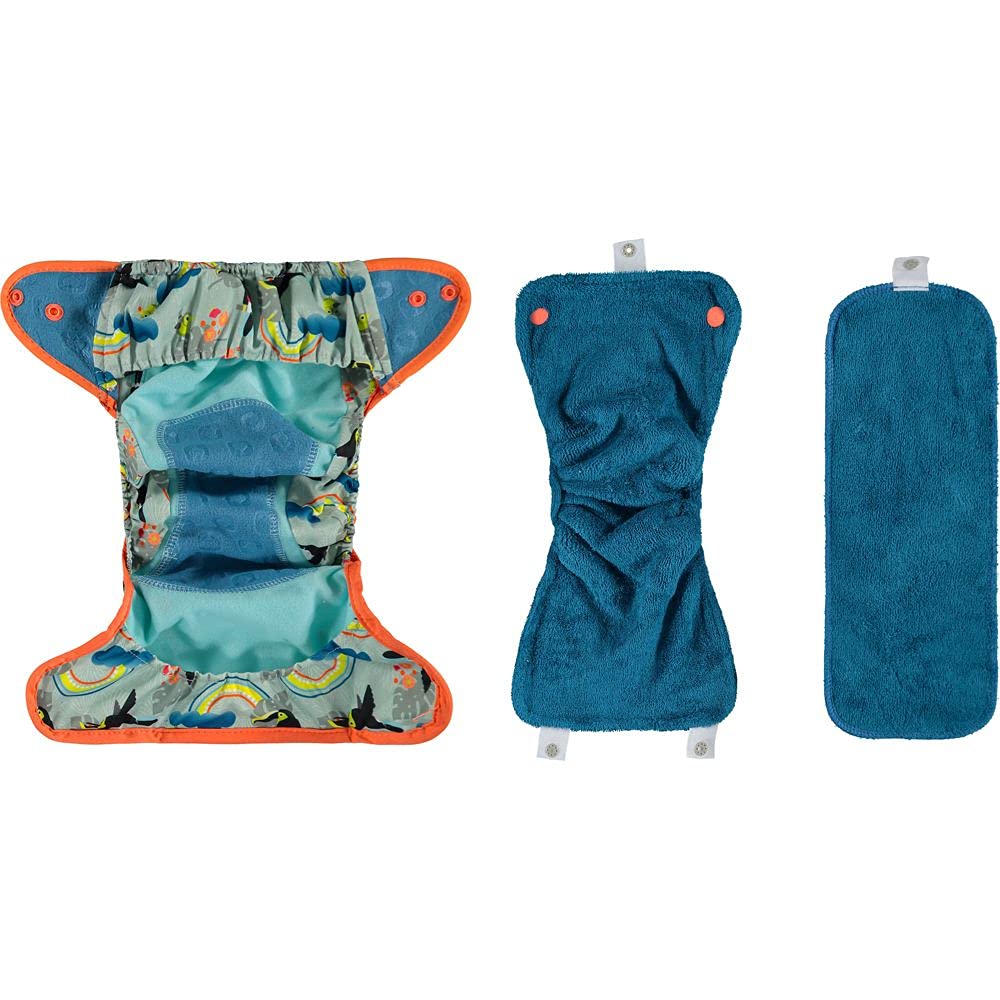 Toucan Pannolino Riutilizzabile Pop-in Singolo Bambù Popper Fastener Taglia Unica