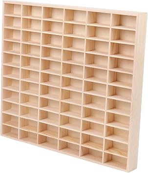 Gralara Wood Car Display Rack Toy, Book Organizer Shelf Shelves,Storage,Toys Storage Stand Organizer for Doll,Diecast Car,Collectibles Counter Store, 66 grids