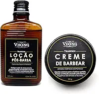 Kit de Barbear VIKING - Creme + Loção Pós-Barba - Sândalo e Baunilha - Face - Unissex - Todos os tipos de pele