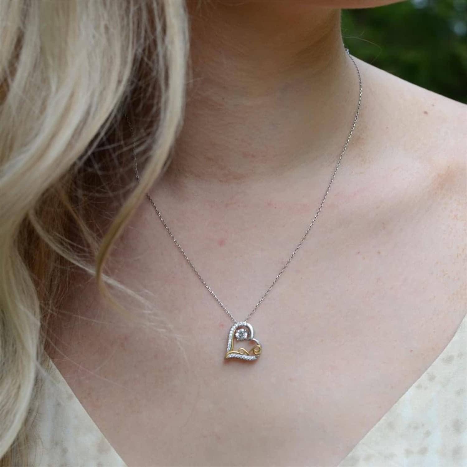 To My Beautiful Soulmate Necklace, Sterling Silver Missing Piece Love Heart, Gifts For Wife Birthday, From Husband, Gold heart is triple plated in 14K gold., Cubic Zirconia - Image 3
