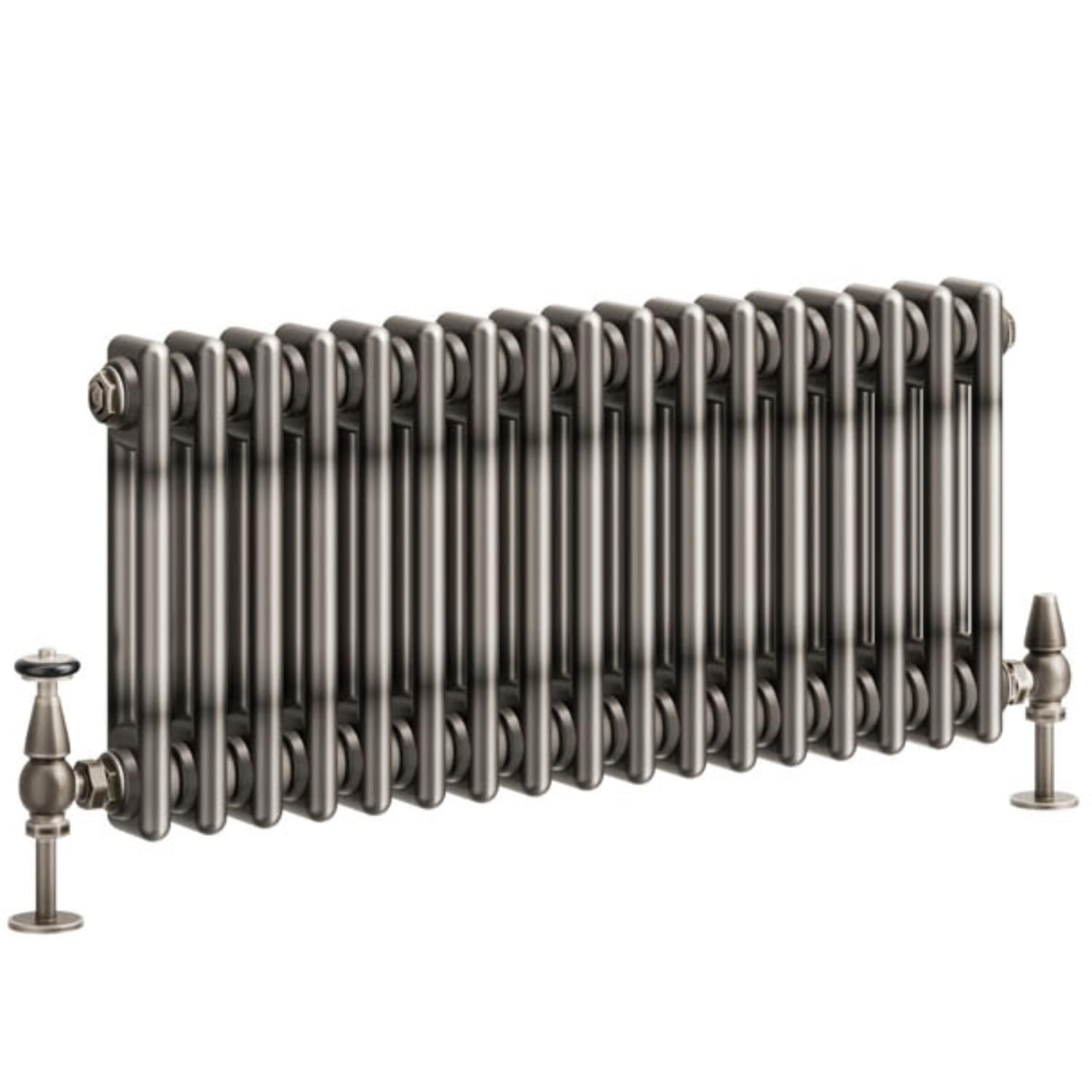 Go Bathrooms Traditional Double Column Radiator 300mm x 785mm Raw Metal Finish 2 Column Panels Designer Cast Iron Style Radiator Central Heating | Clover