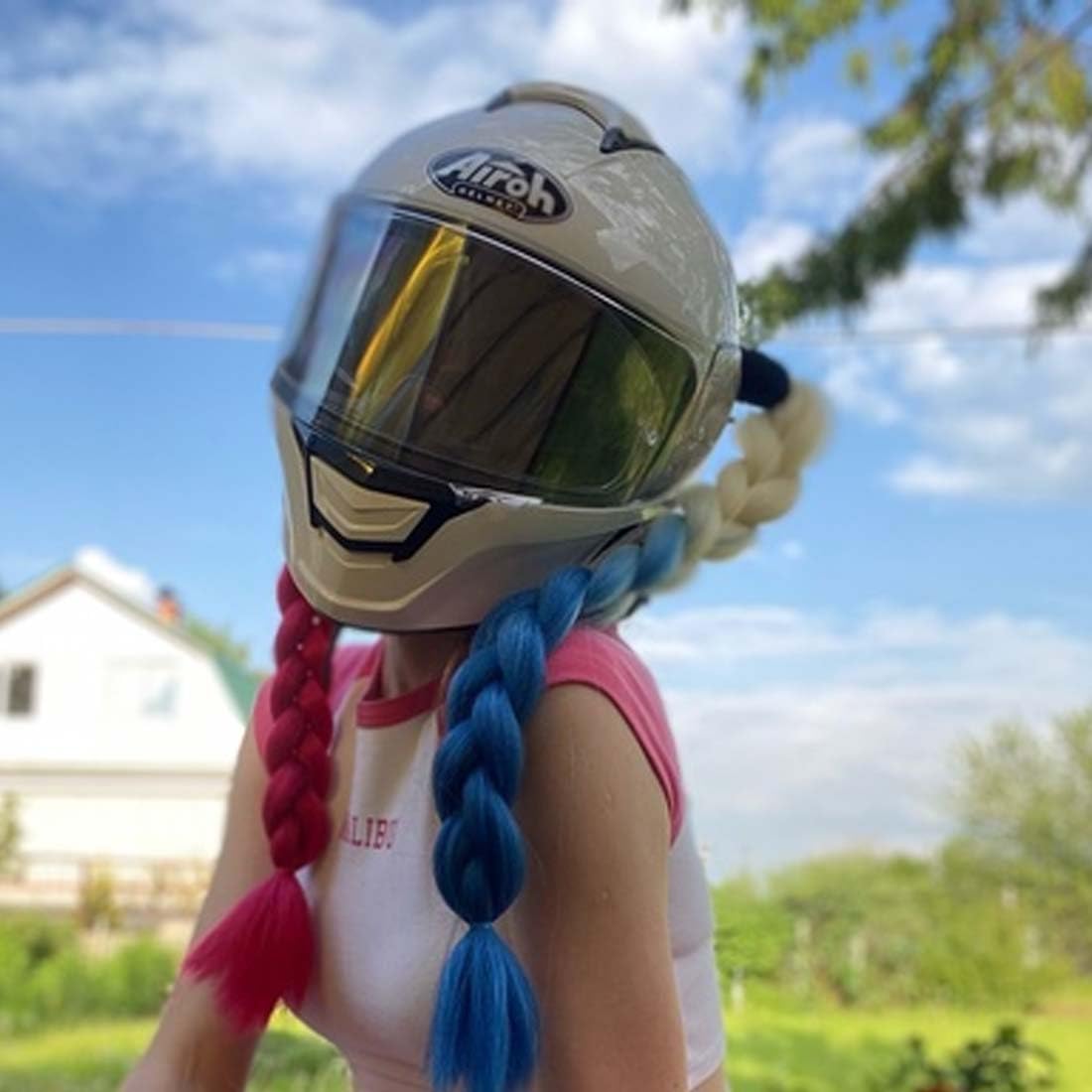 Trecce Per Casco Da Moto A Coda Di Cavallo Con Ventosa, Accessorio Colorato Alla Moda, Lunghezza 55 Cm