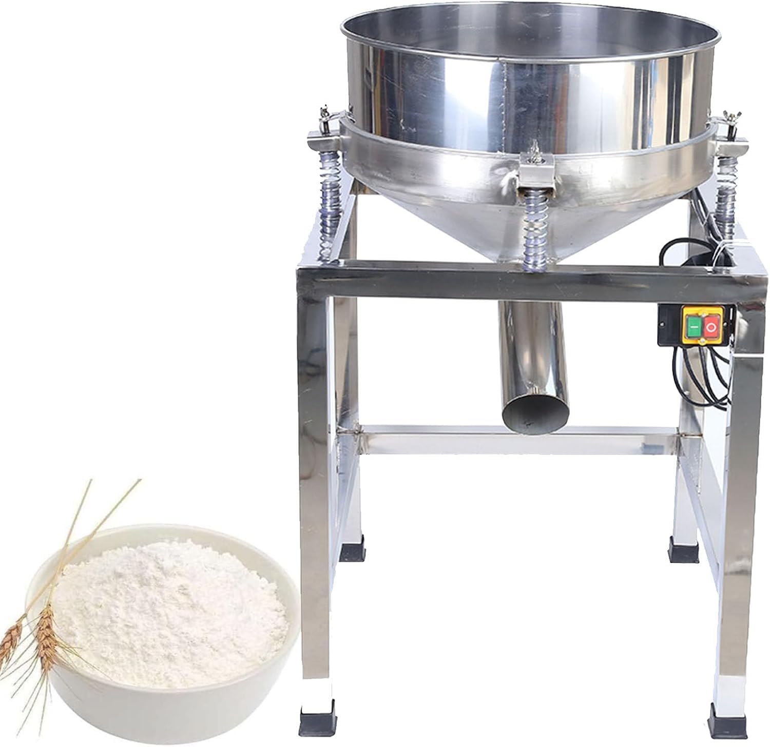 Tamizador Vibratorio Automático, Máquina de Cribado Eléctrica en Acero Inoxidable con Tamiz de 500mm, Control de Un Botón para Polvos y Granos, Gran Capacidad para Panadería y Uso Industrial