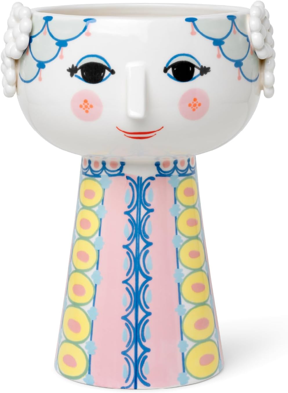 Bjorn Wiinblad Eva Vase, Pink and Blue, 9.1" H x 6.9" D, Gift Box Included