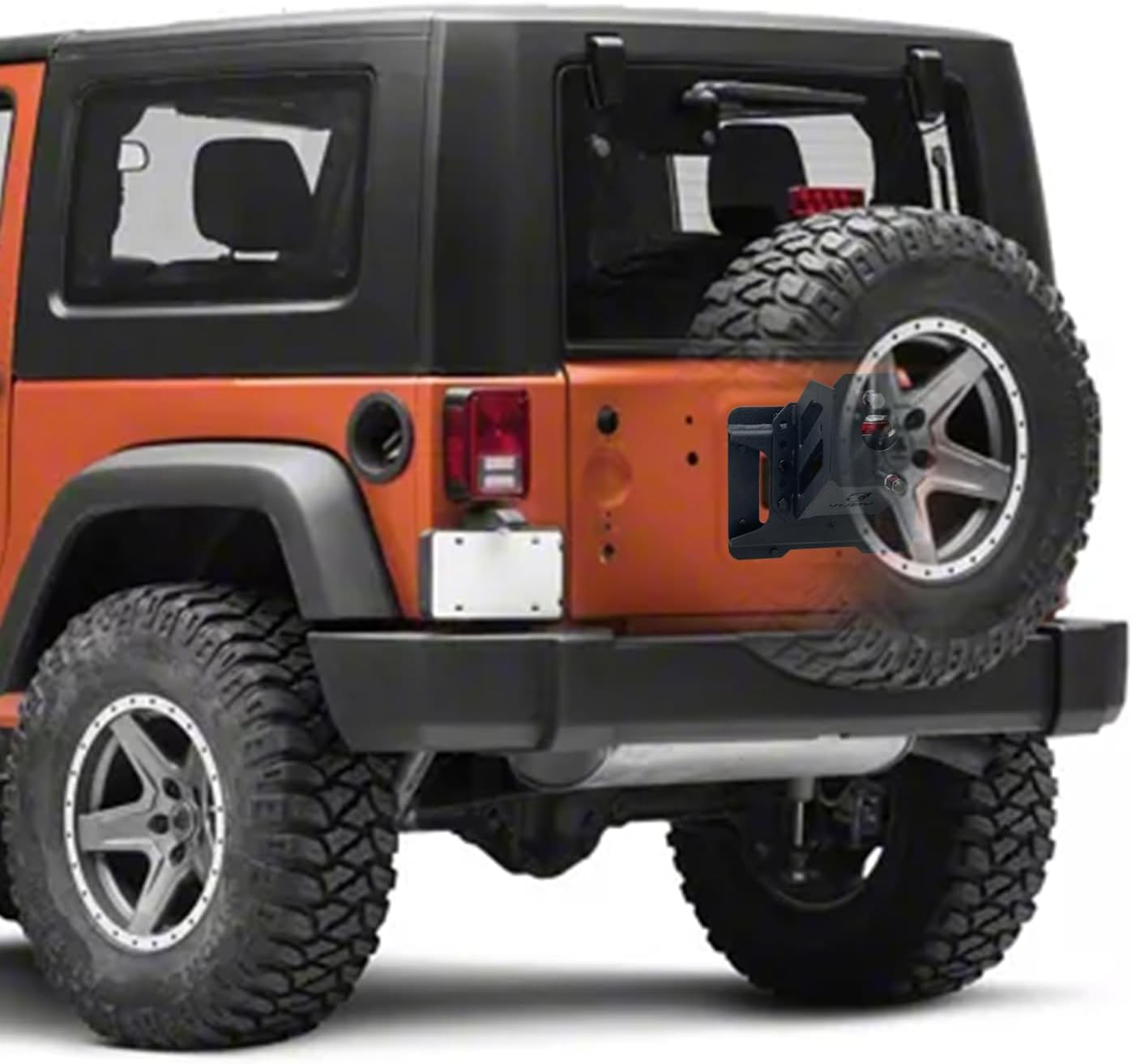 Adjustable Spare Tire Lift Compatible with 2007-2017 Jeep Wrangler JK JKU Unlimited Heavy Duty Spare Tire Carrier up to 43 inches Spare Wheel Holder Rack Mount Relocation