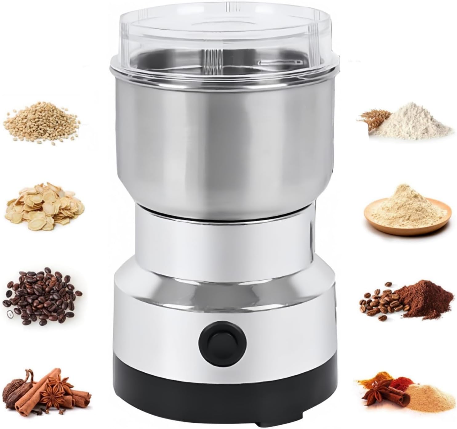 300g Grain Mill Grinder, 304 Stainless Steel Grain Mill High Speed Commercial Spice Grinder, Ultrafine Grain Household Flour Mill, Hom Kitchen