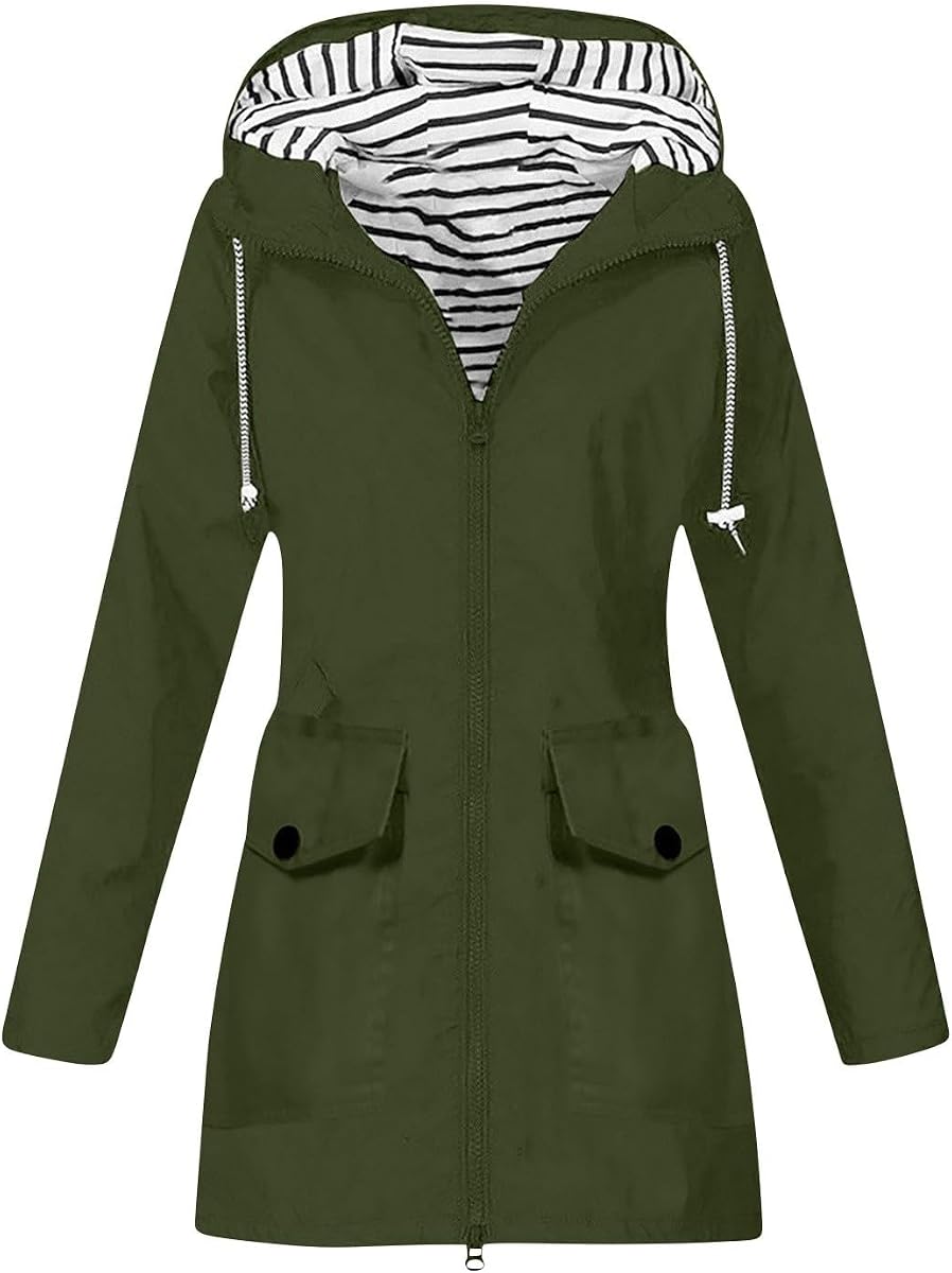 Lightweight Rain Jacket Women Wind Breaker Waterproof Raincoat