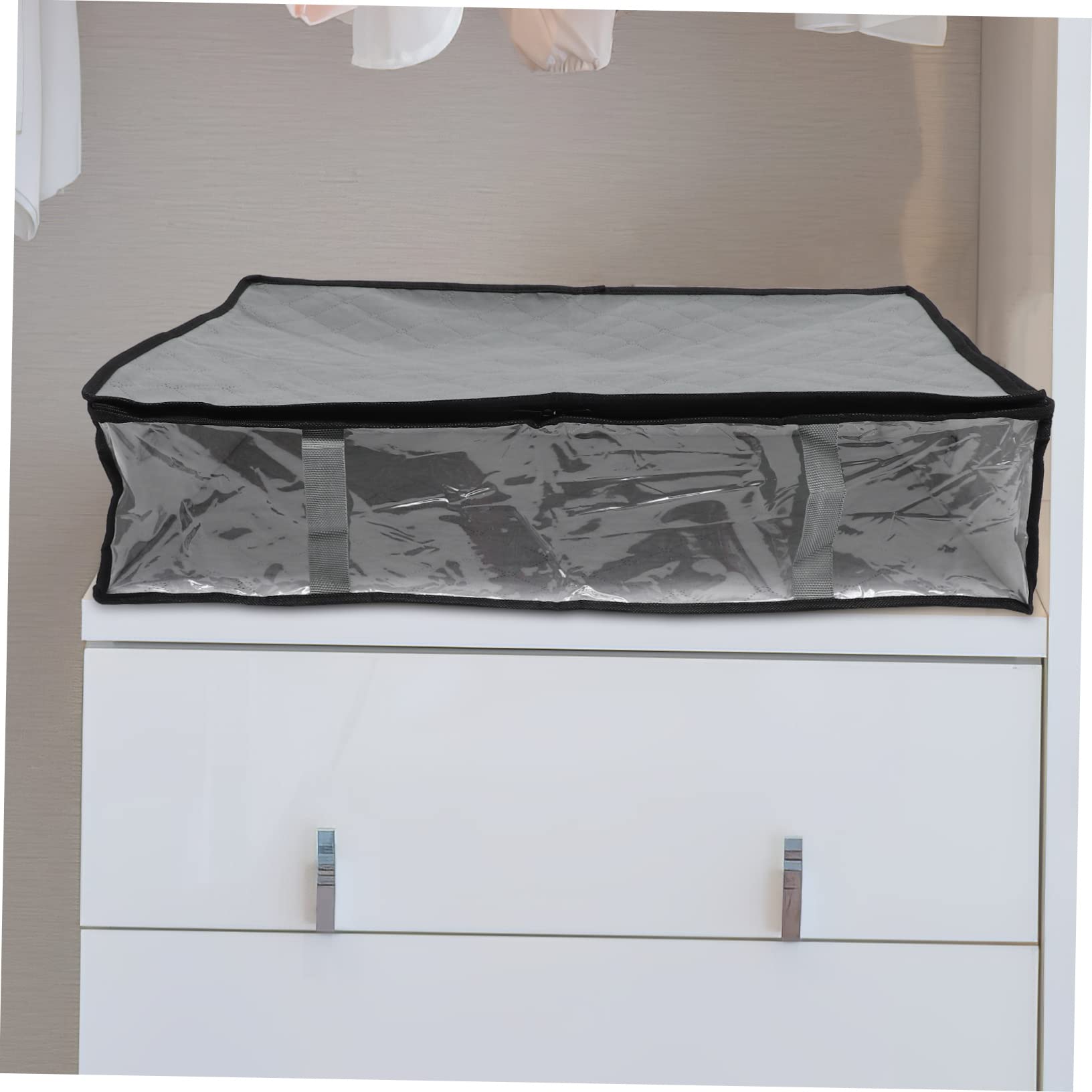 Cabilock 2Pcs Thickened Comforter Pouches for Quilt Storage Foldable Bed Bottom Containers and Moisture Organizers for Clothes and Sundries Grey