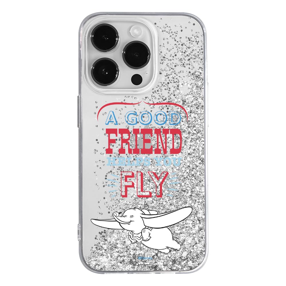 ERT GROUP mobile phone case for Apple Iphone 14 PRO original and officially Licensed Disney pattern Dumbo 004 optimally adapted to the mobile phone, with glitter overflow effect