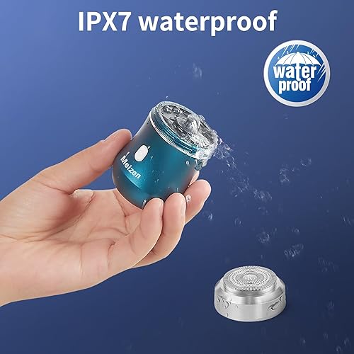 Miniatura 5 de Meizen Mini afeitadora eléctrica, afeitadoras eléctricas para hombres, cuerpo de aleación, 25 cuchillas pequeñas, motor de 6500 RPM, uso de carga