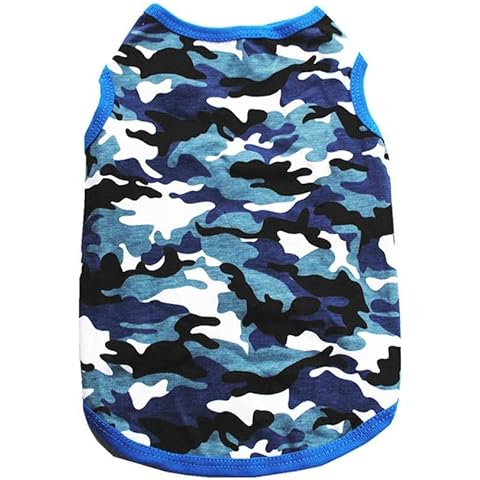 Dog Shirts Pet Shirts Dog T-Shirt Puppy Dog T Shirt Dog Vest Puppy Vest Pet Clothing Puppies Clothes for Small Dogs Doggie Tee Summer Apparel Female Dog Shirt Beach Wear(X-Small, Blue Camo) Cover