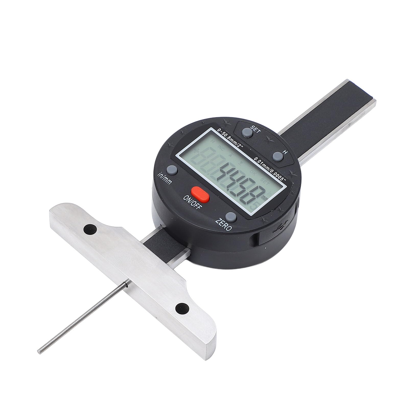 Sorandy Electronic Depth, 0.01mm 0.0005in Precision Machined?????? 0-50.8mm 0-2in Range LCD Display Digital Depth with USB Port for Depth Measurement