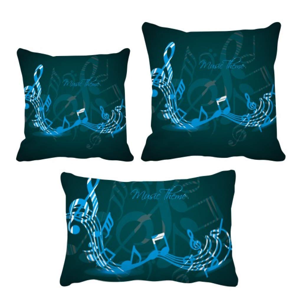 Housse de coussin notes de musique bleu en textile premium au design soigne