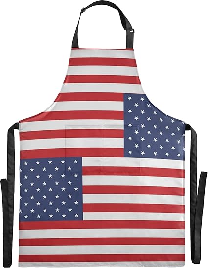 Qilmy STAYTOP Old Glory American Flag Kitchen Aprons for Women Men