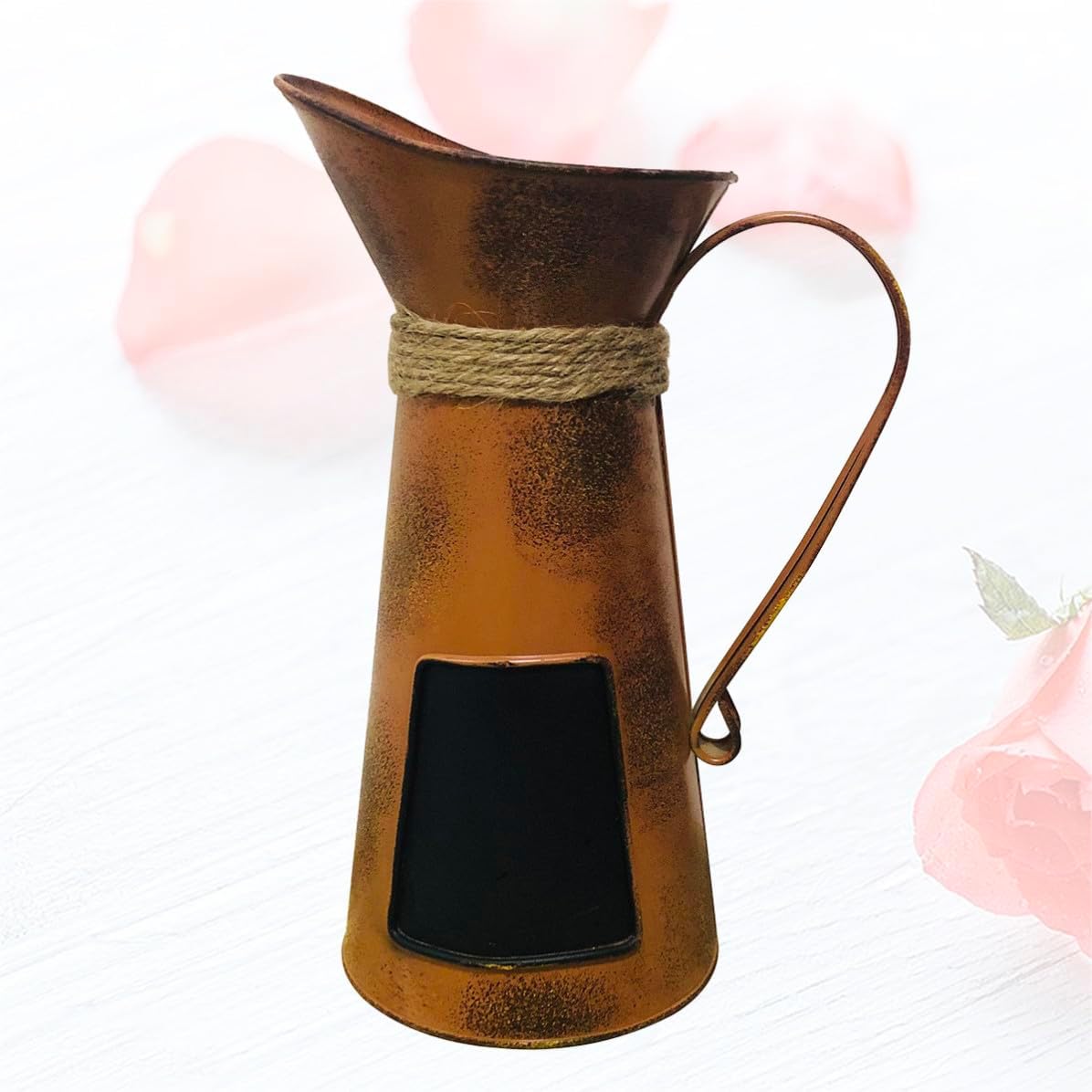 Iron Coffee Pitcher with Blackboard Handle Desktop Ornament Orange
