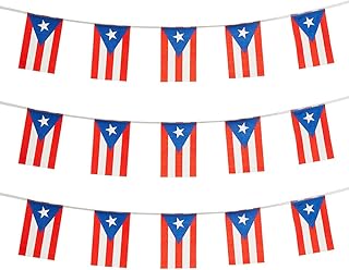 Puerto Rico Flag Puerto Rican Flag, Small String Puerto Rico Flags Mini Puerto Rican Flags Banner, Used for Party School Sports Events Patriotic Festival Decorations