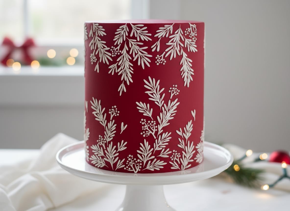 Lacupella Holiday Cake Decorating Stencil for Christmas New Year and Seasonal Celebration (Halle)