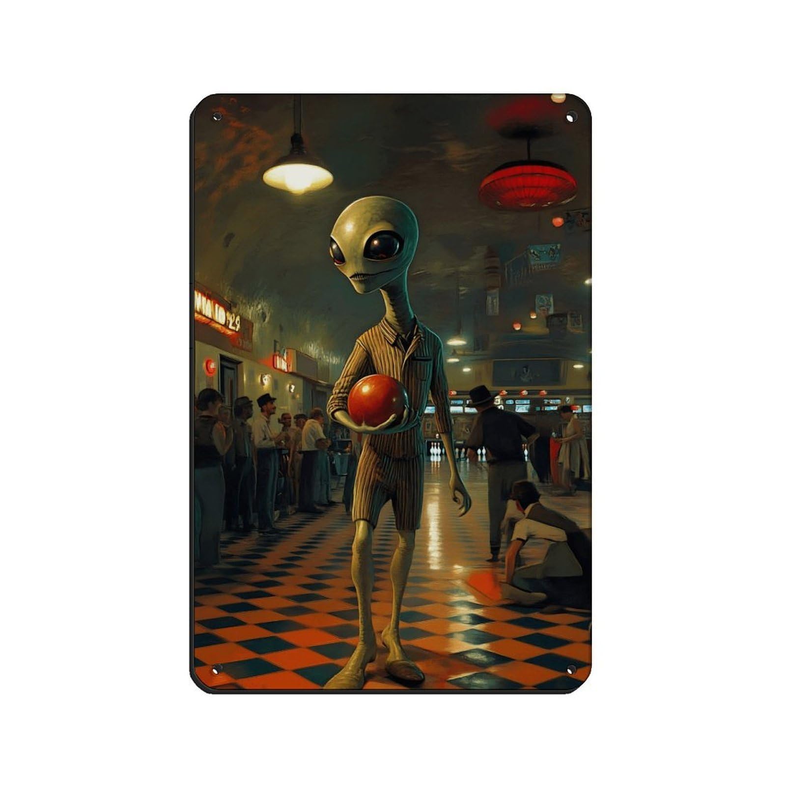 Surreal Sci-Fi Artwork for Home Office Tin Sign Vintage Metal Pub Club Cafe Bar Home Wall Art Decoration Poster Retro 8x12inch(20x30cm)