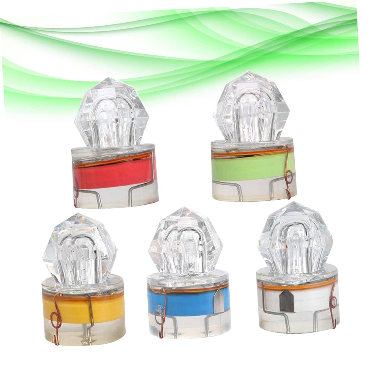 GRIRIW 5Pcs LED Underwater Fishing Lights for Attracting Bait and Fish Colorful Lure Lights Red Blue White Green for Deep Sea Fishing and Night Angling