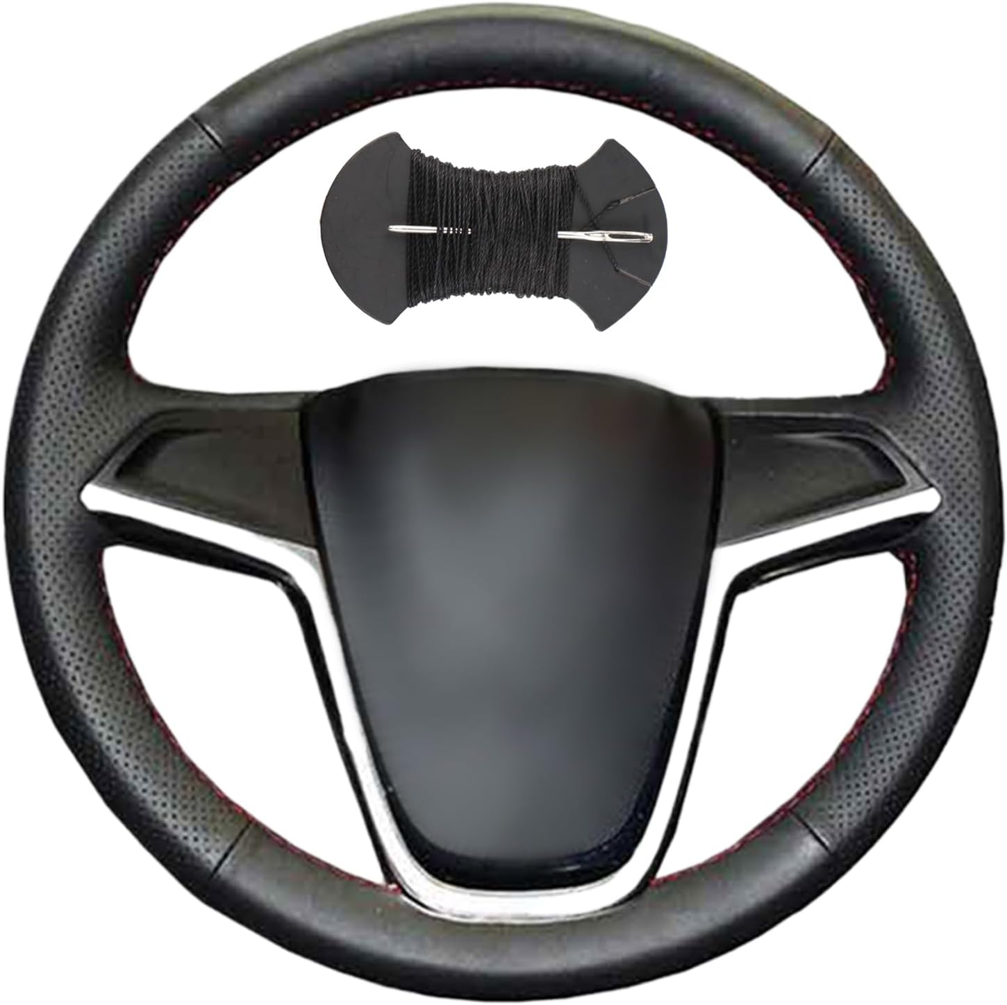 Car Steering Wheel Cover Microfiber Leather Stitch Wheel Wrap Fit for Buick Excelle XT GT Encore Opel Mokka,Black