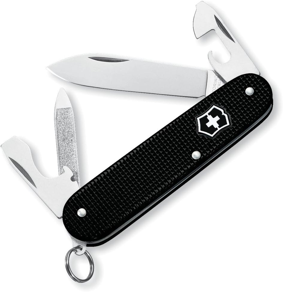 Victorinox Cadet Alox Swiss Army Knife, 9 Functions, Swiss Made Pocket Knife with Large Blade, Screwdriver, Can Opener and Wire Stripper - Black