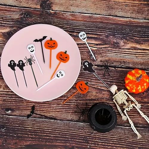 Gleemix Wunder Zahnstocher Mit Geschmack, Halloween Essen Deko Pick, 10 Stück Cupcake Tortendeko Halloween, Spieße Fingerfood, Für Fruit Pick Kuchen Deko Küchendeko Sausage Party Halloween Deko Innen